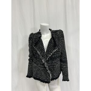 Iro 'Diana' Black Frayed Cotton-Blend Tweed Jacket Size S